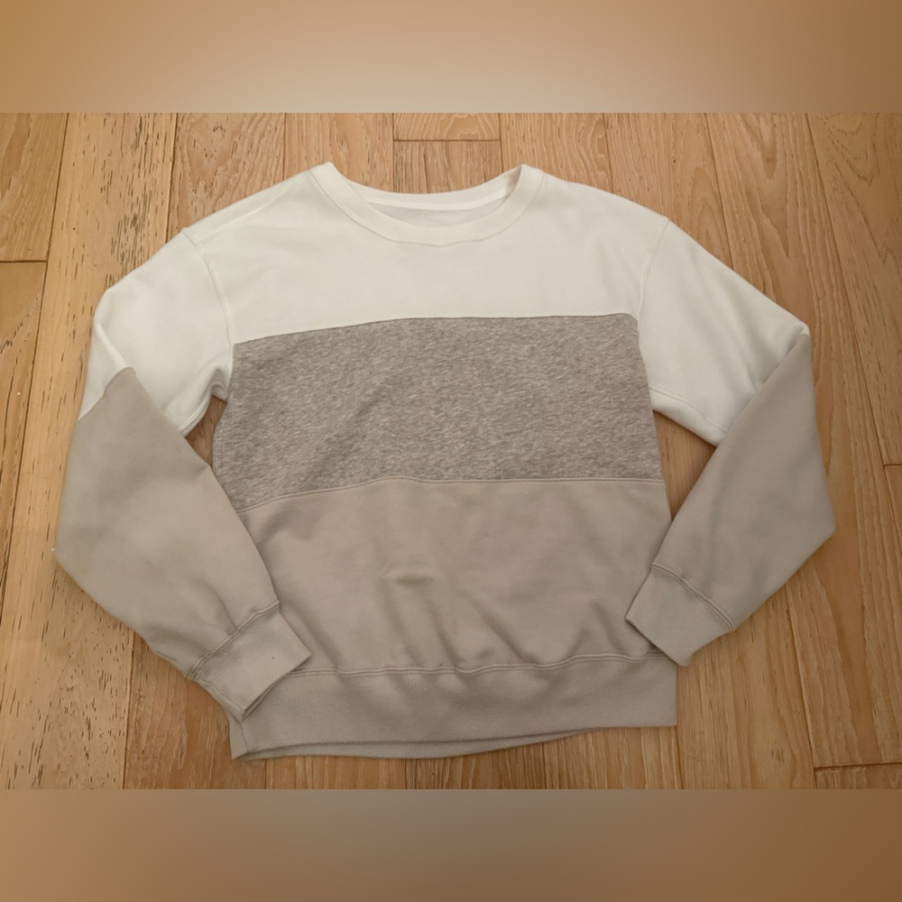 ABERCROMBIE‎ & FITCH Women Sweatshirt Colorblock Neutral Minimalist Cozy Small